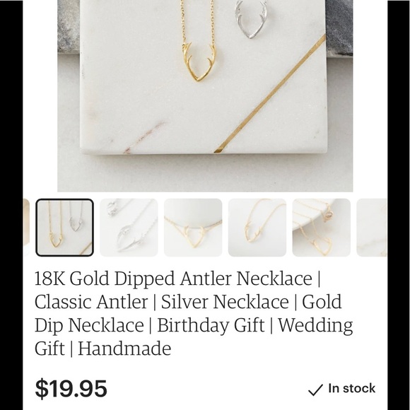 Gold dipped Antler Necklace ~ NWT - Picture 2 of 9